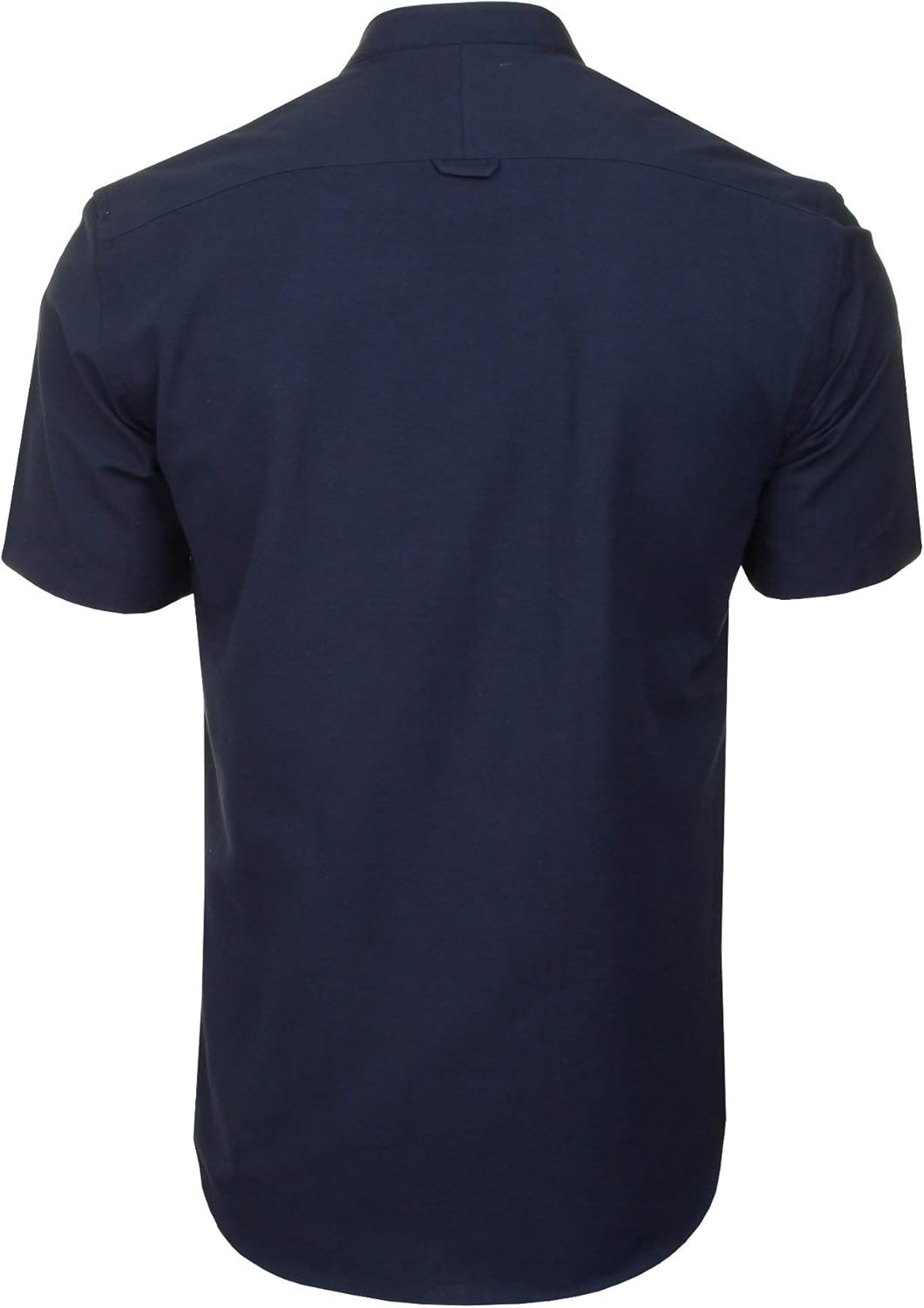 Xact Herren Oxford Grandad-Mandarinkragen Kurzarmhemd M Dark Navy, M Dark Navy