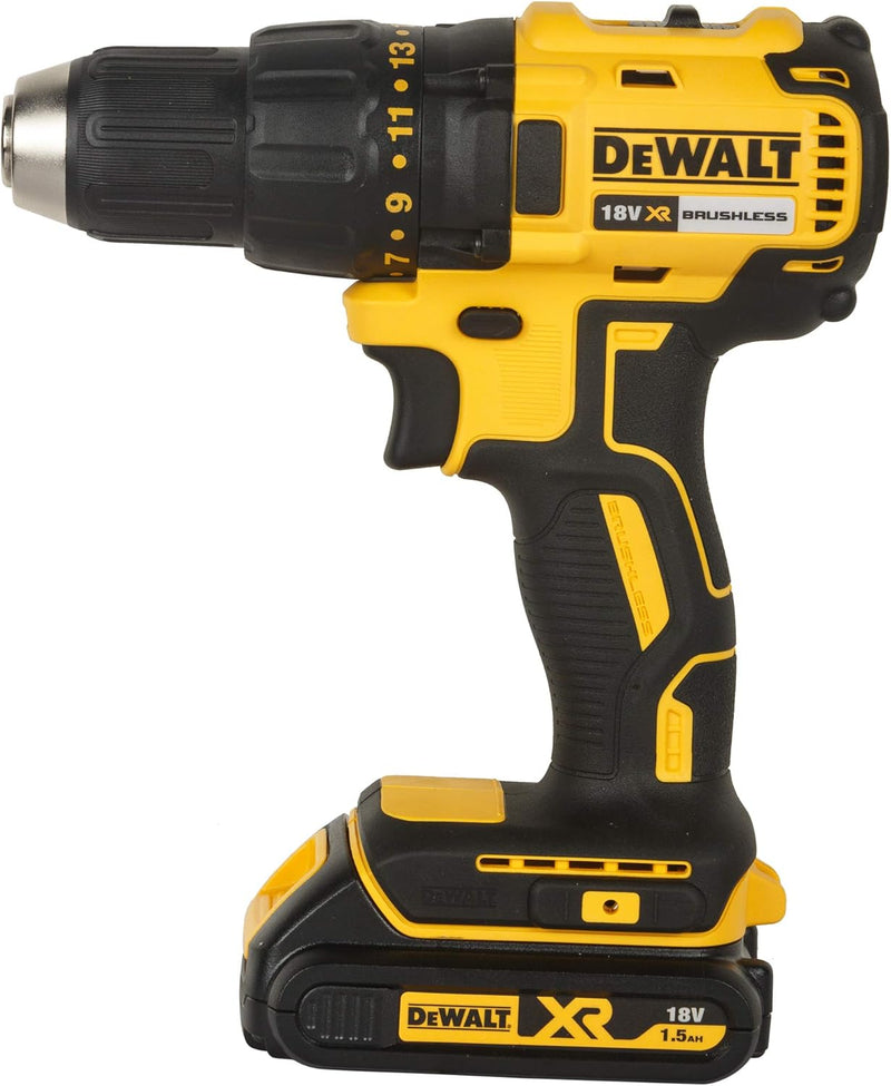 Dewalt Akku-Bohrschrauber (18V, 1.5 Ah, bürstenlos, 15 Drehmomentstufen) & 32-tlg. Schrauberbit-Set