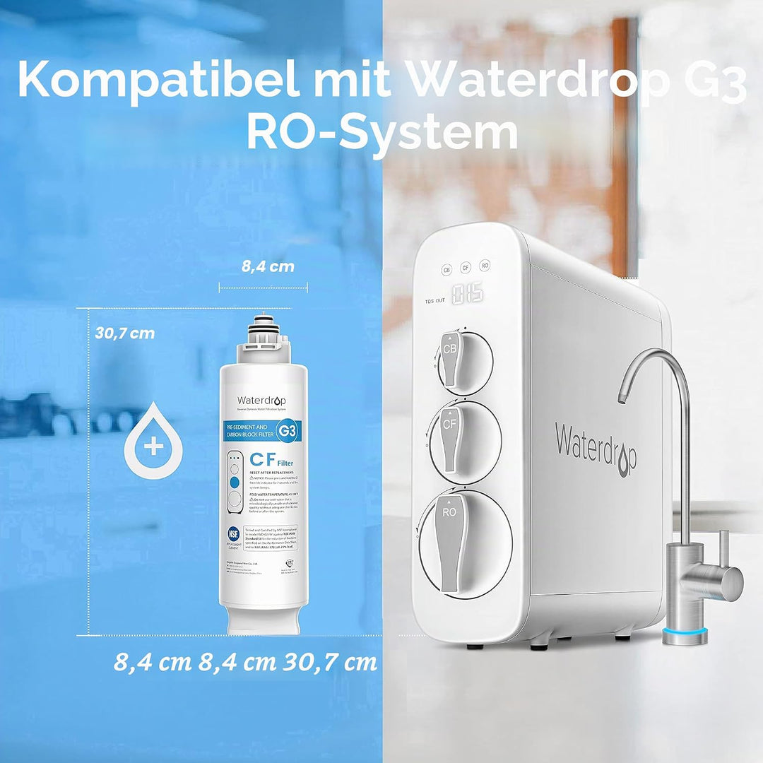 Waterdrop WD-G3-N1CF Filter, 6 Monate Lebensdauer, Ersatz für WD-G3-W Umkehrosmoseanlage 1 Stück, 1