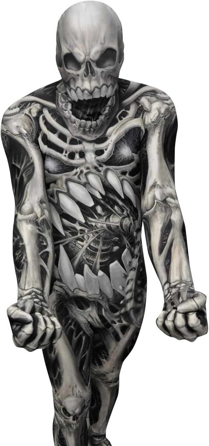 Morphsuits Skelett Kostüm für Erwachsene, Monster Verkleidung, Halloween und Karneval - L L Schädel