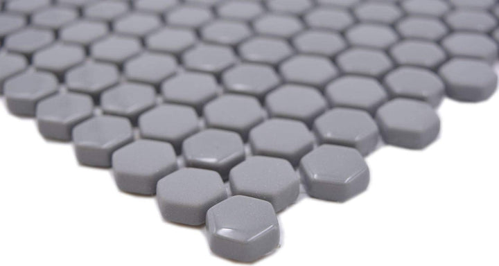 Glasmosaik Fliese Hexagon Enamel mix grau glänzend/matt für WAND BAD WC KÜCHE FLIESENSPIEGEL THEKENV