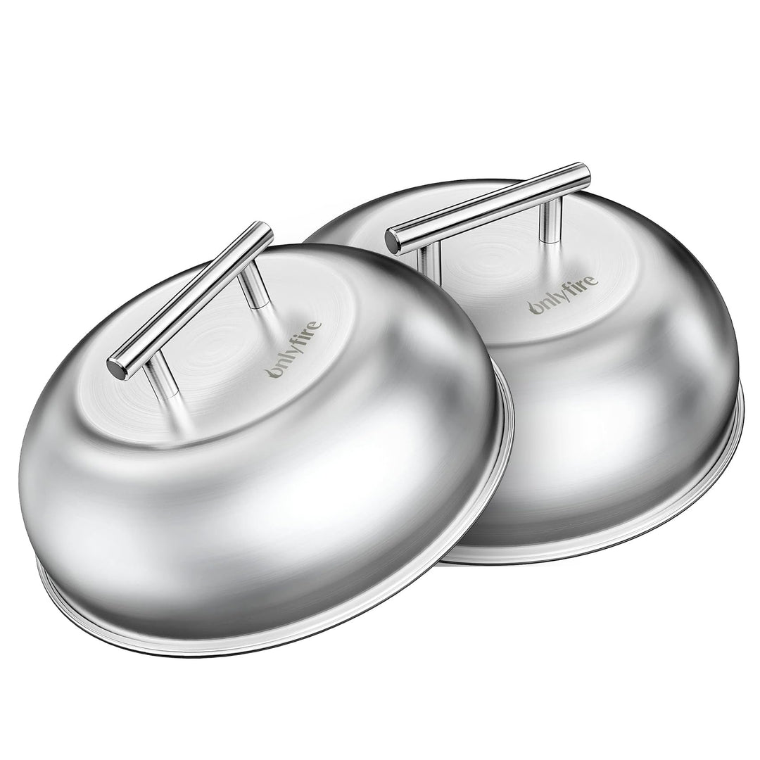 Onlyfire Burgerglocke 2er Set, 304 Edelstahl Schmelzglocke Burgerhauben mit Griff, Ø23cm Burger Gloc