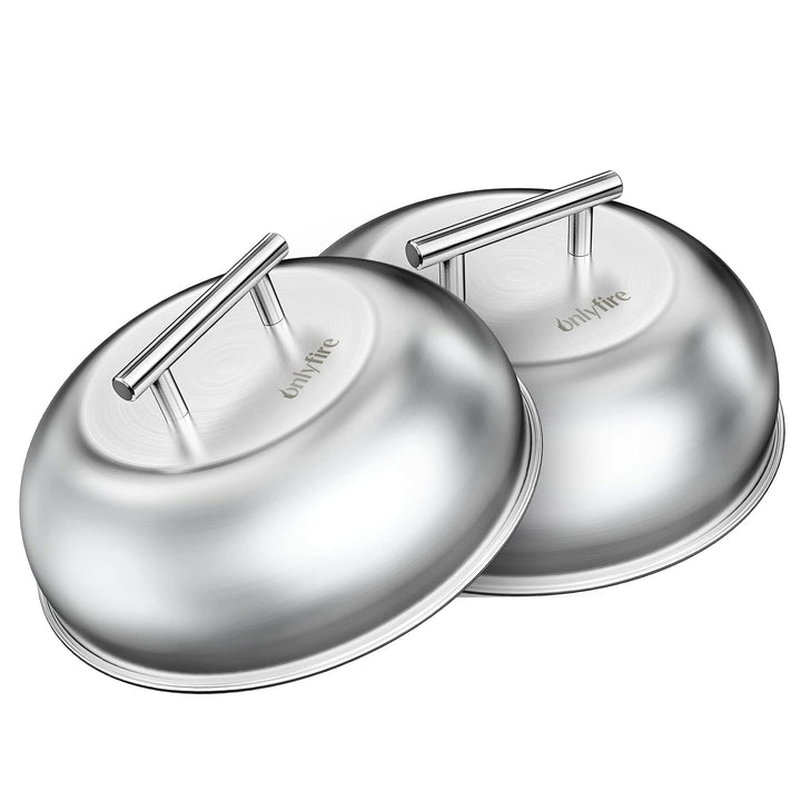 Onlyfire Burgerglocke 2er Set, 304 Edelstahl Schmelzglocke Burgerhauben mit Griff, Ø23cm Burger Gloc