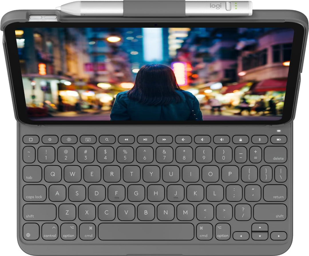 Logitech iPad (10. Generation) Tastatur-Case | Slim Folio mit integrierter kabelloser Tastatur (Graf