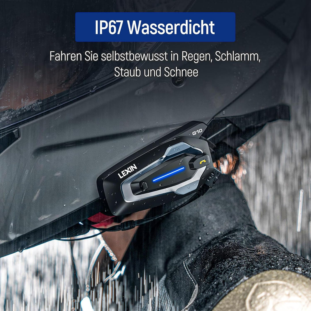 LEXIN G10 Motorrad Headset, 2 bis 8-Wege Konferenz Freisprecheinrichtung | Motorrad Kommunikationssy