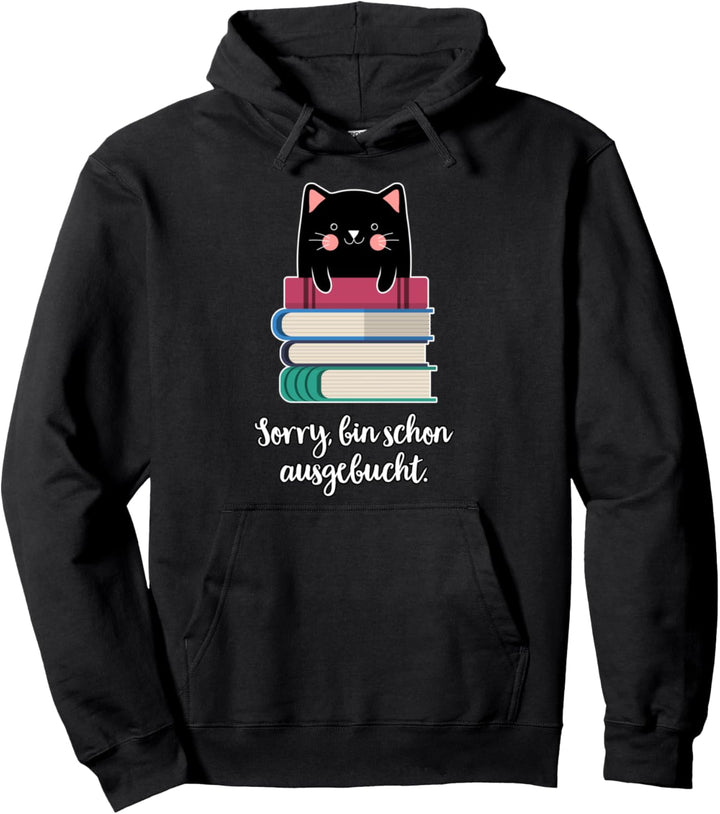 Süsse schwarze Katze Lesen Bücher Katzenmama Pullover Hoodie