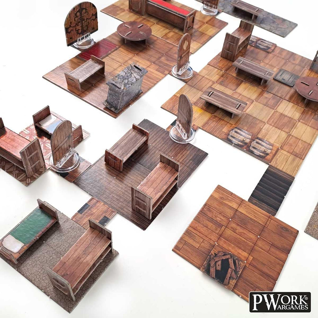 The Tavern - RPG Modular Map Tiles - double face cardboard tiles