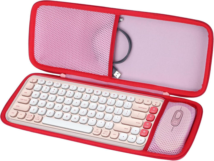 Lebakort Hart Schutz Hülle Etui für Logitech POP ICON Combo -Tastatur-Maus-Set Rosa POP ICON Combo T