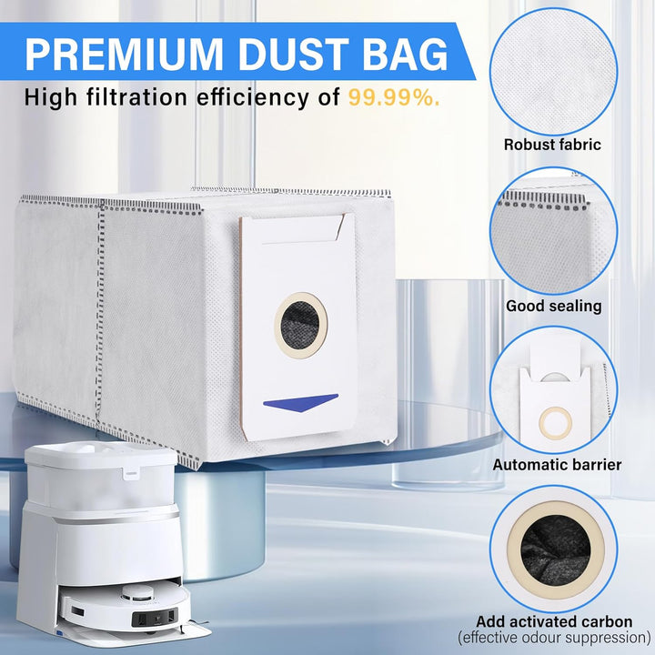 12 Stück Staubbeutel Zubehör für Ecovacs Deebot T30 Omni/ T30 Pro Omni Saugroboter, 3L Grosser Kapaz