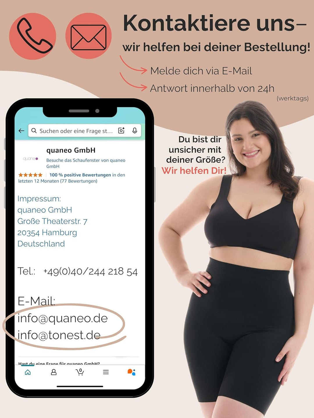 TONEST Shapewear Damen - Bauchweg Shaping-Miederhose - Mid Waist - extra stark-formend - Kompression