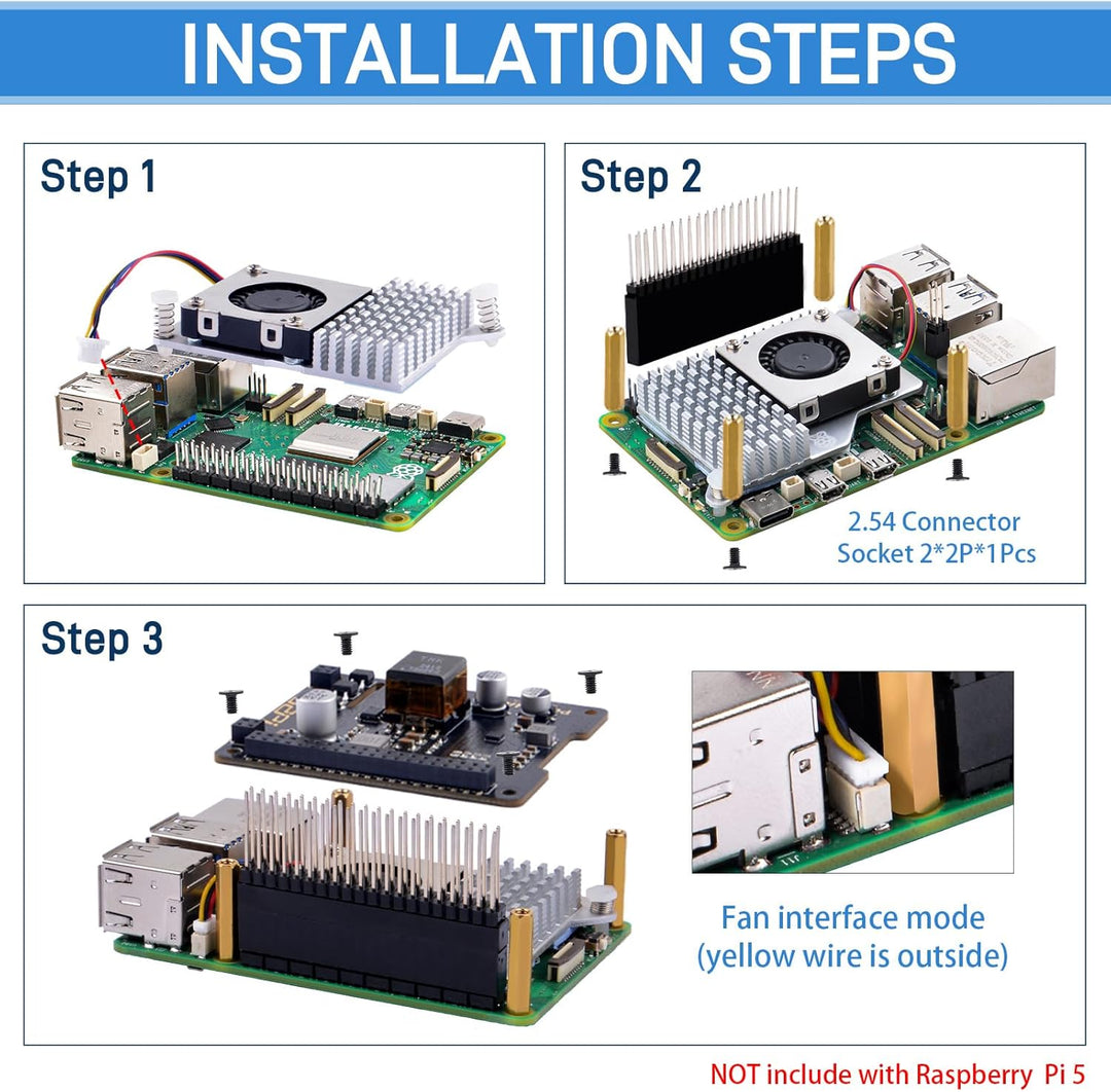 GeeekPi P30 PoE+ HAT für Raspberry Pi 5/4B/3B+, mit offiziellem aktiven Kühler für Raspberry Pi 5 2G