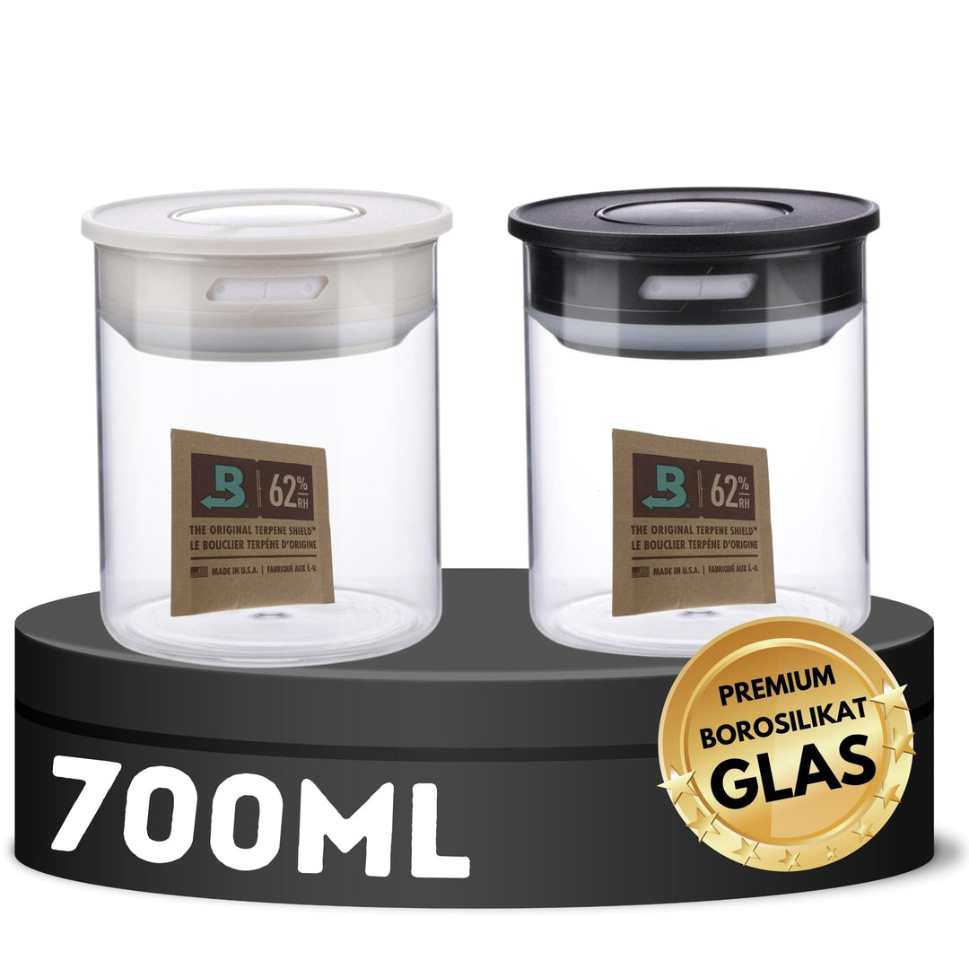 TronicXL 2x 700ml Vakuum Kräuter Borosilikat Glas Aufbewahrung Vorratsglas Ernte luftdicht Glasbehäl
