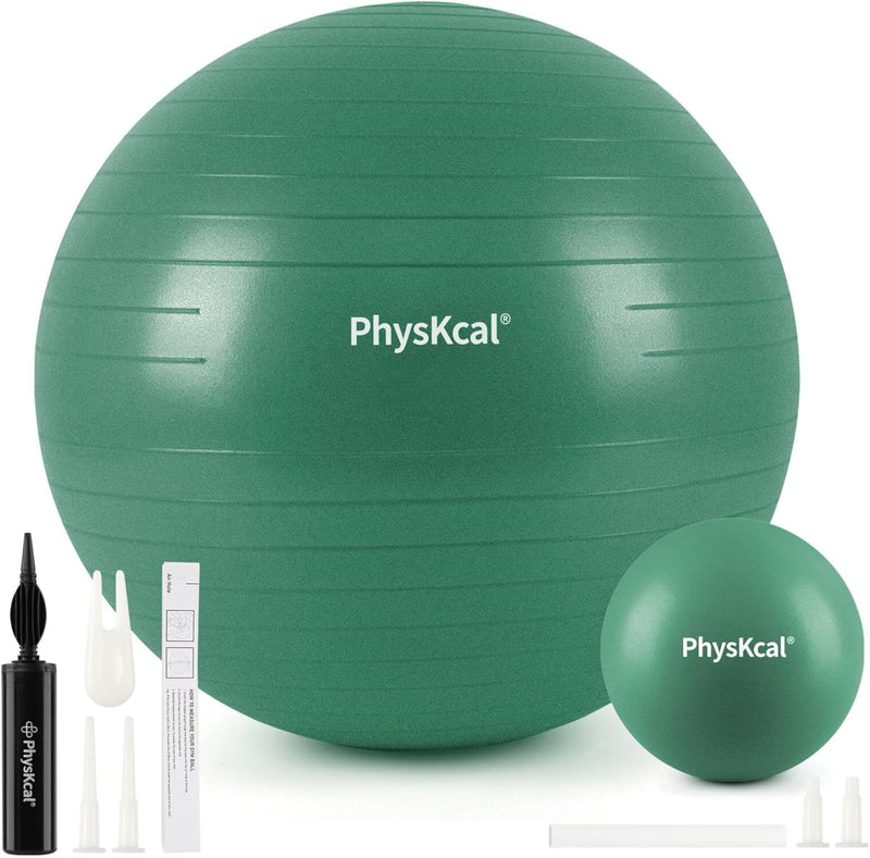 PhysKcal Gymnastikball und 23 cm Pilatesball Set, Anti Burst Gymnastikball, Anti-Rutsch-Sitzball, Ba