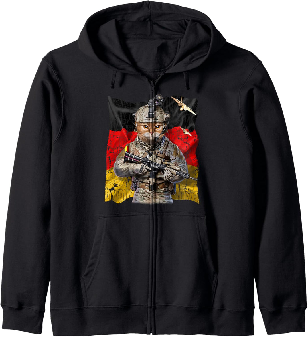 Orange Katze als Infanterist mit deutscher Flagge Kapuzenjacke