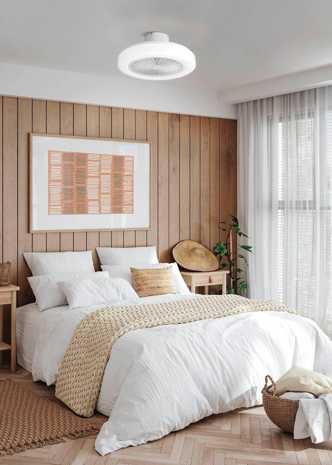 EGLO Deckenventilator mit Beleuchtung Ortona, Ventilator Decke dimmbar mit Fernbedienung, Timer und