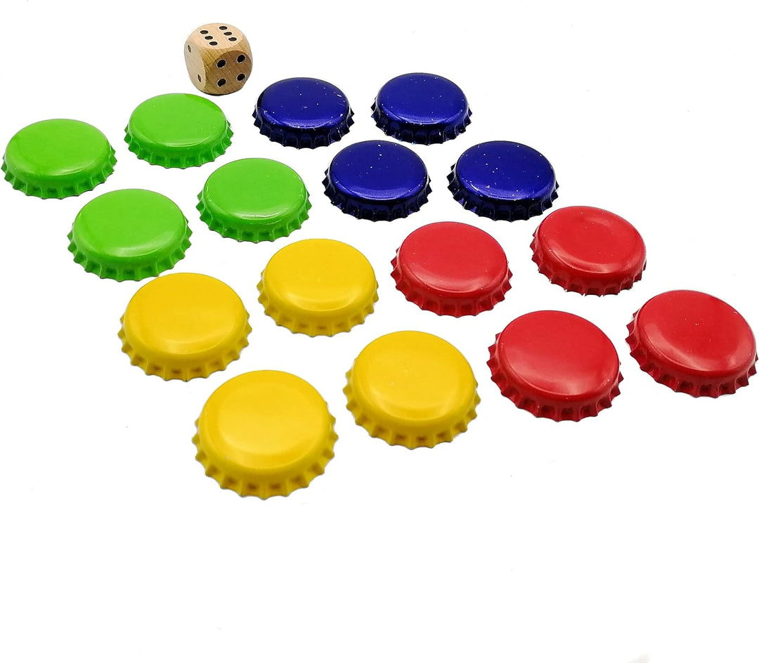 Bierkastensitz Raus mit dir inkl. Spielfiguren und Würfel als Geschenkidee, Sitzauflage aus Holz für