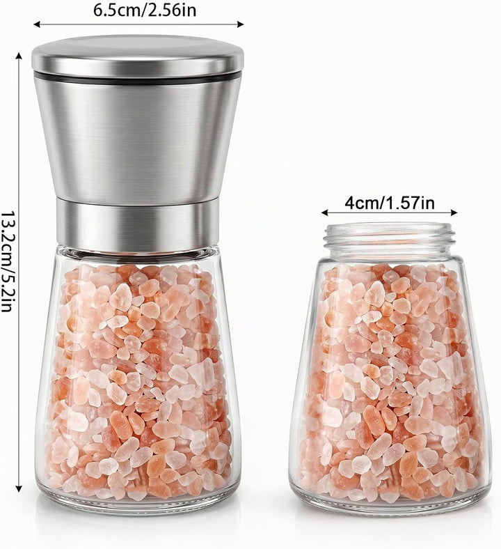 Lawei 4er-set Edelstahl Gewürzmühle Set 160ml Salz und Pfeffermühle mit Einstellbar Mahlwerk Chilimü