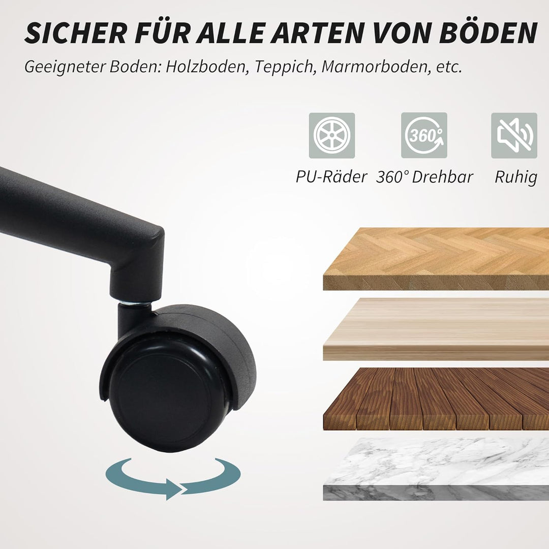 HOMCOM Schreibtischstuhl Homeoffice Stuhl mit Samt-Leinenoptik, gewölbter Rückenlehne, Höhenverstell