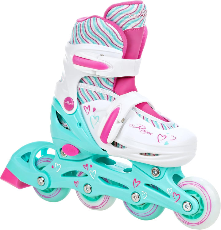 Kinder Inline Skates Inliner Raven Lia verstellbar mit LED Leuchtrad 27-30 (16,5-18,5cm) Raven Loret