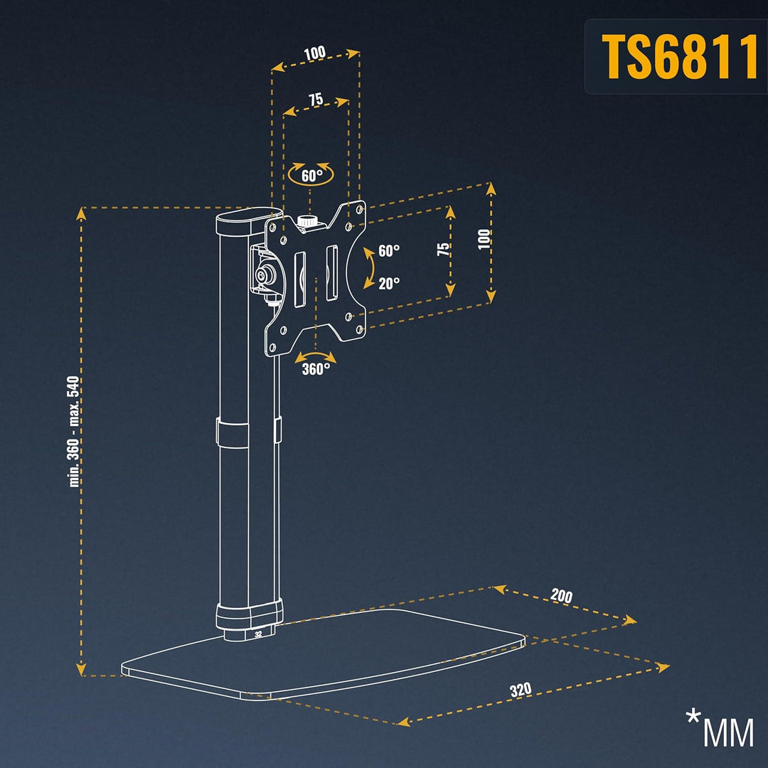 RICOO Monitor Halterung Arm für Computermonitore Monitorständer Schwenkbar Neigbar TS6811 Tischhalte