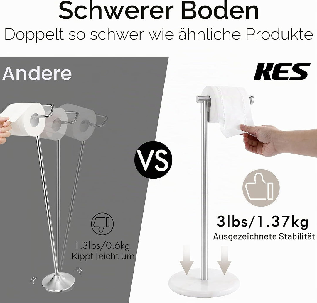 KES Toilettenpapierhalter Stehend Klopapierhalter Edelstahl SUS304 WC Rollenhalter Klorollenhalter T