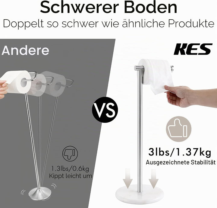 KES Toilettenpapierhalter Stehend Klopapierhalter Edelstahl SUS304 WC Rollenhalter Klorollenhalter T