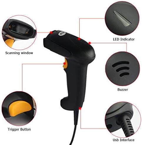 NYEAR Handheld verdrahteter USB-Barcode-Scanner, 1D und 2D Handheld Inventar Barcode-Leser mit autom
