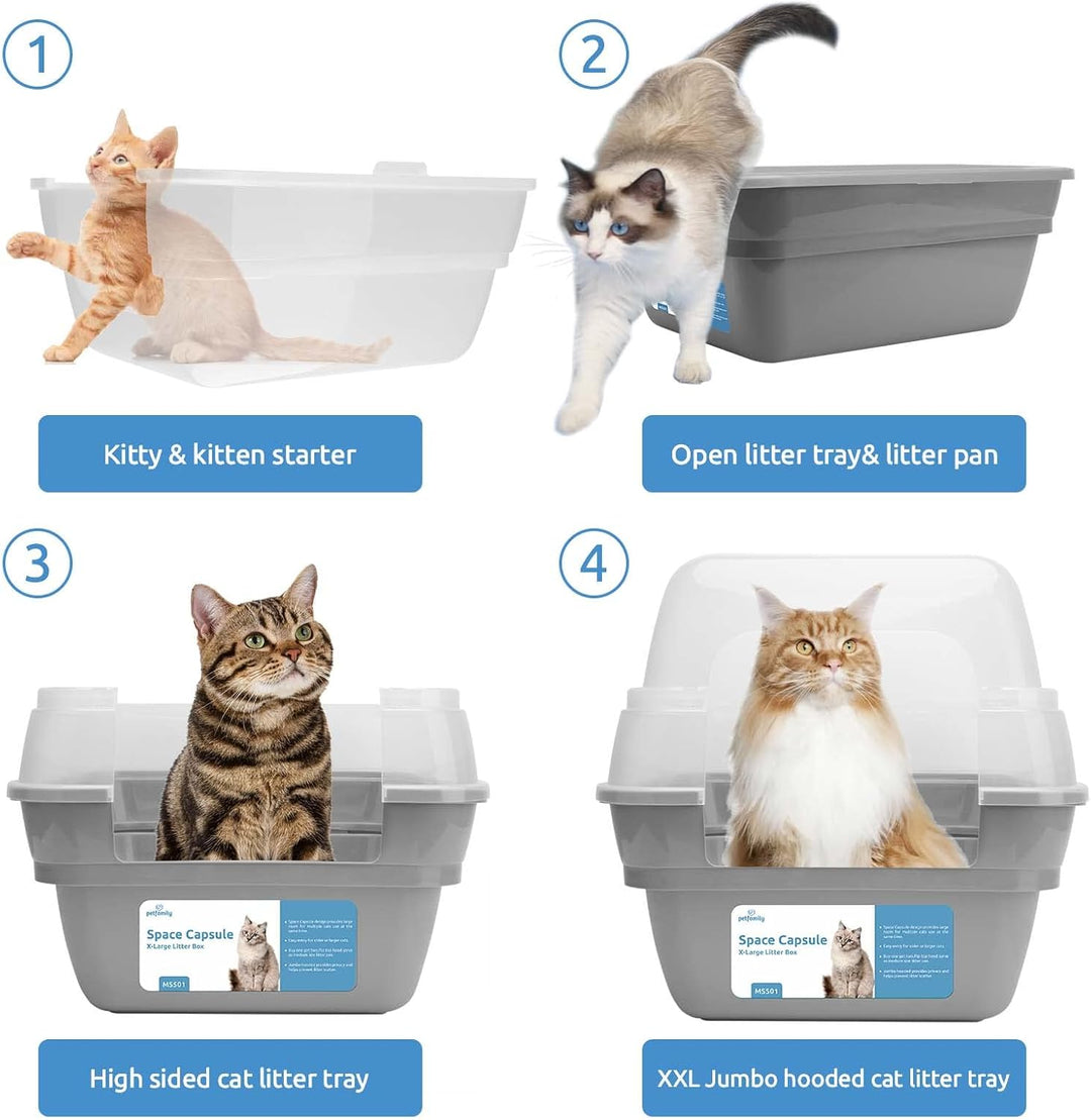3in1 katzenklo mit Deckel gross katzentoilette, Jumbo Hooded Katzentoilette XXL Katzen klo mit Haube