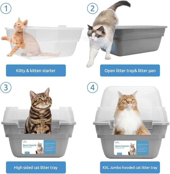 3in1 katzenklo mit Deckel gross katzentoilette, Jumbo Hooded Katzentoilette XXL Katzen klo mit Haube