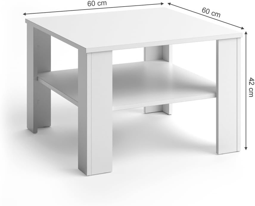 Vicco Couchtisch Homer, Weiss, 60 x 42 cm Weiss 60x42x60 cm, Weiss 60x42x60 cm