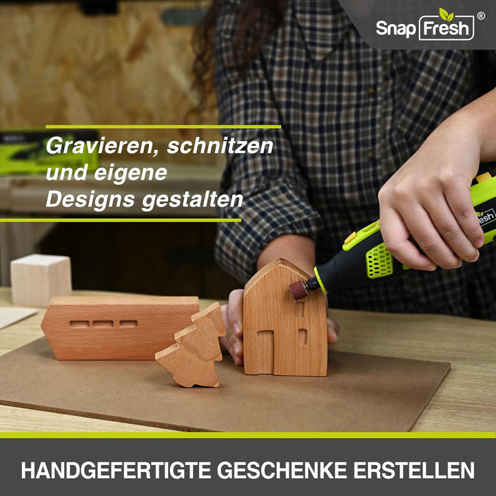 SnapFresh Akku-Rotationswerkzeug 12V Set mit 111 Zubehörteilen, variable Drehzahl 5.000–32.000 U/min