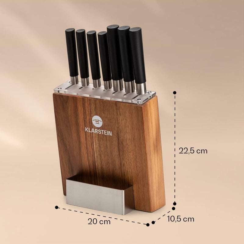 Klarstein Kitano Messerblock - Küchenmesser Set 8-teilig, Messerblock mit Messer: 7 verschiedene Mes