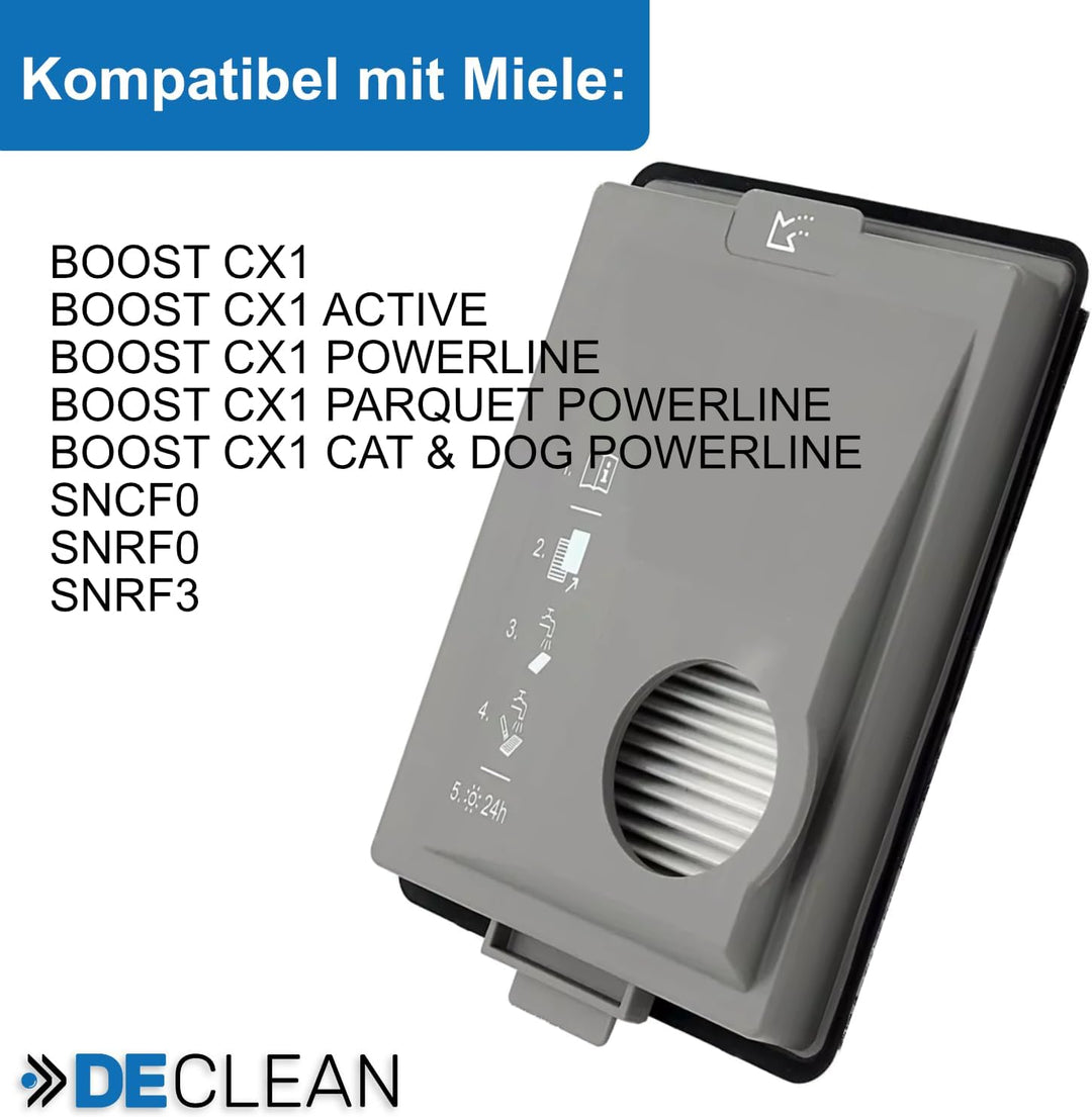 DeClean Ersatzfilter kompatibel mit Miele Boost CX1 – Feinstaubfilter 11639250 CX-FSF für maximale L