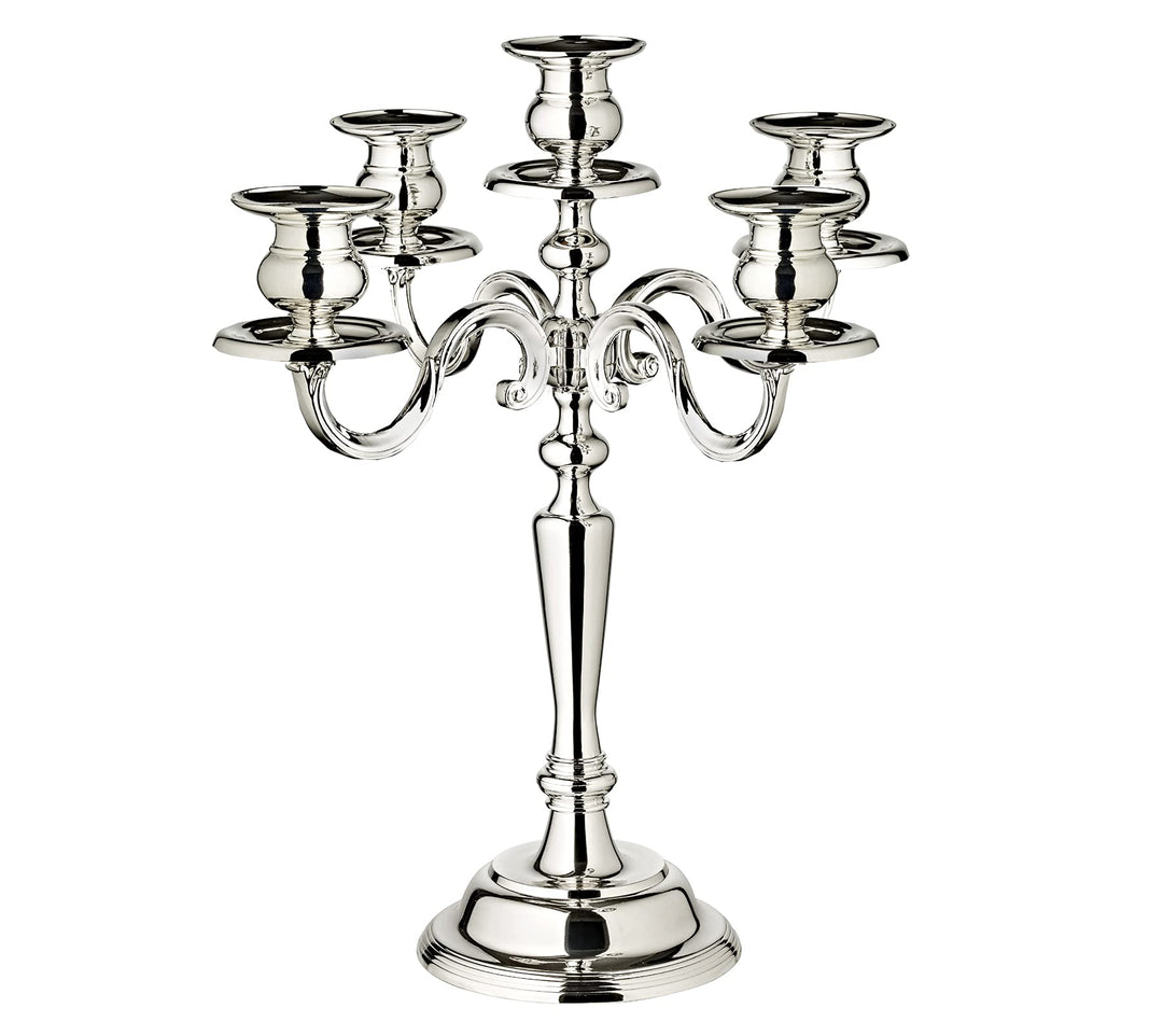 EDZARD Kerzenleuchter Regina (H 37 cm) in Silber 5-flammig - Kerzenhalter, Kerzenständer für den Adv