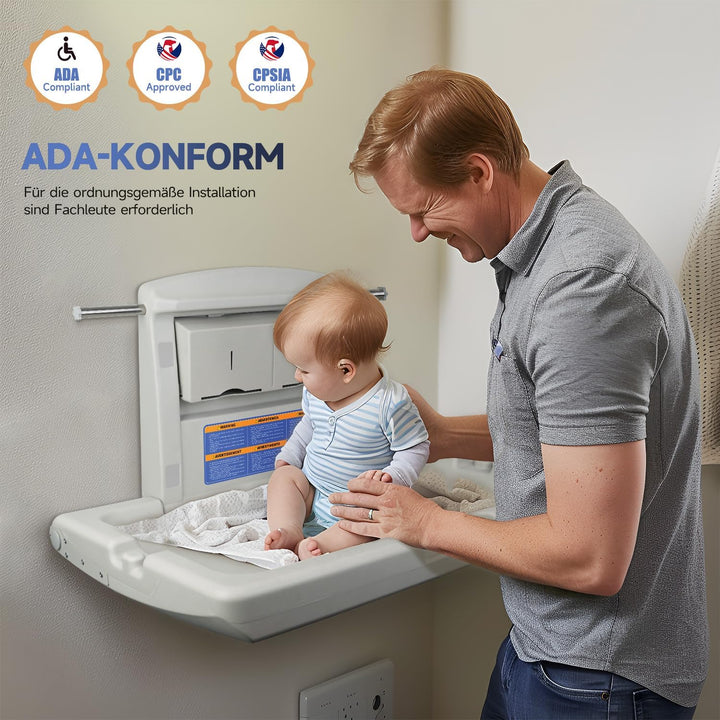 AIKE Baby Wickelkommode Horizontal, Wandmontierter Klappbarer Baby-Wickeltisch, Kommerzielle Wickelk