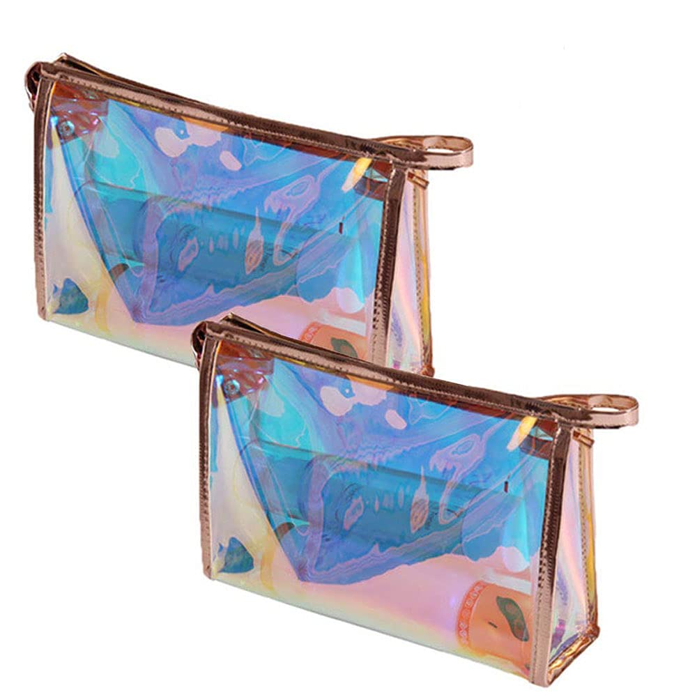 Tragbar Reisen Waschbeutel, 2 Stück Make Up Tasche Tragbar, Transparent Kosmetiktasche, with Zipper,