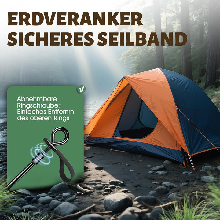 Trampolin Bodenanker Set von 4 mit Gurten, Heavy Duty Trampolin Anchor Kit für Zelte, Schaukeln, Vor