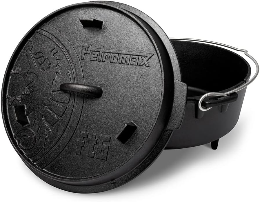 Petromax Feuertopf (Dutch Oven) Set´s (FT6, mit Standfüssen) | Original Gusseisen | mit Deckelheber