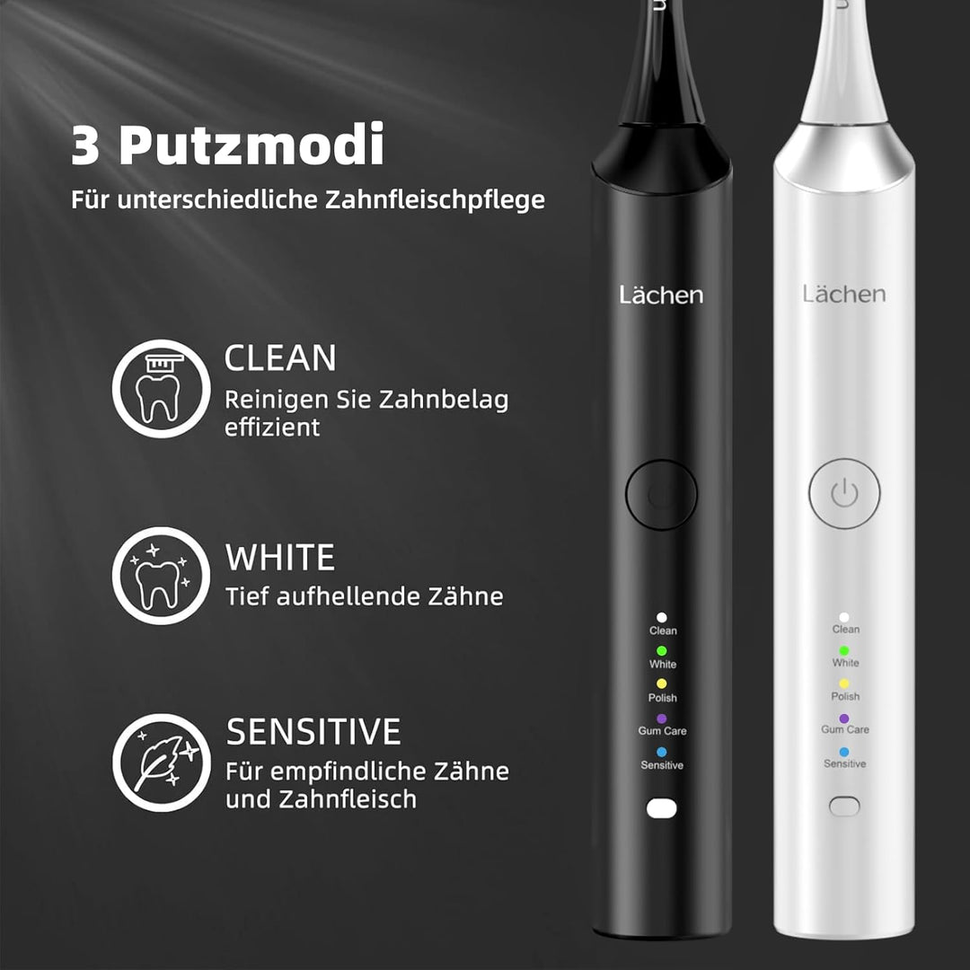 Lächen Elektrische Zahnbürste Doppelpack 一 RM-H9, mit 2 Schallzahnbürste Handstück und 2 Reise-Etui,