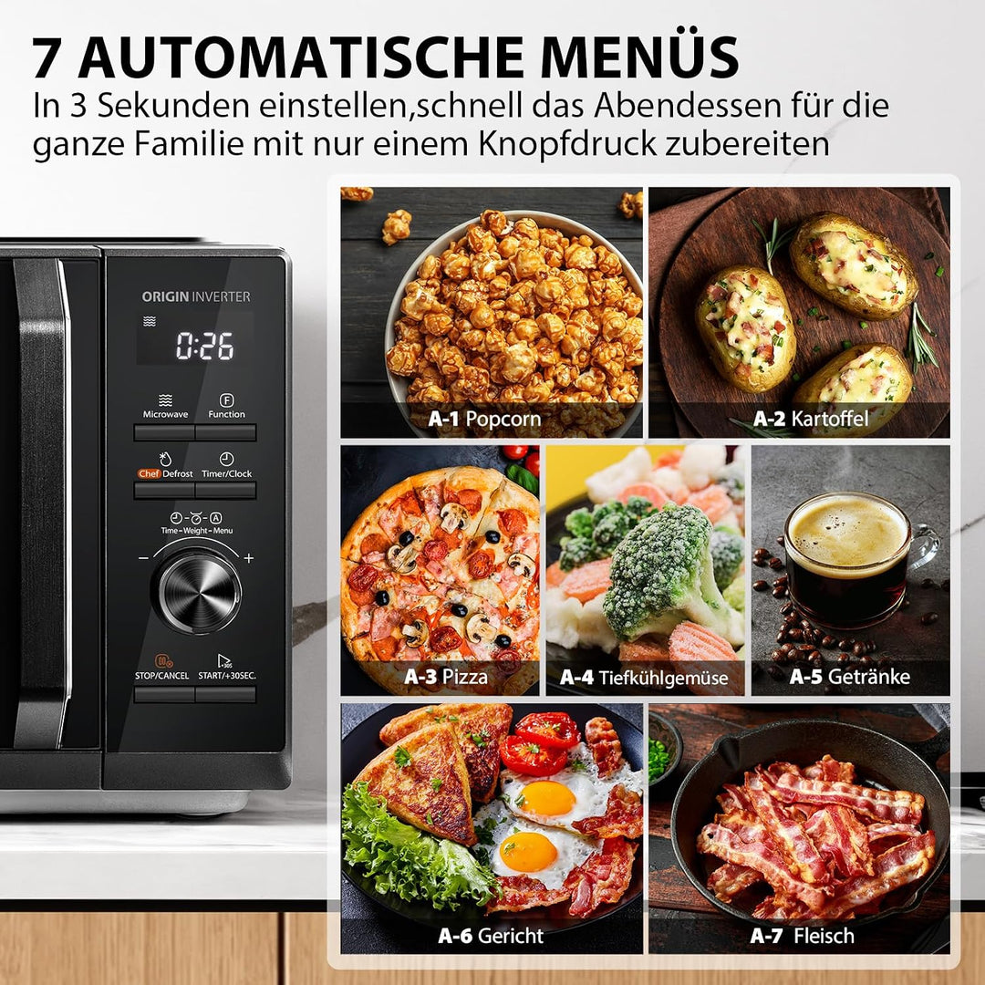 Toshiba MW3-AG25PFI(BK) Mikrowelle mit Grillfunktion – 25L 3-in-1 Kombigerät | 900W Origin-Inverter