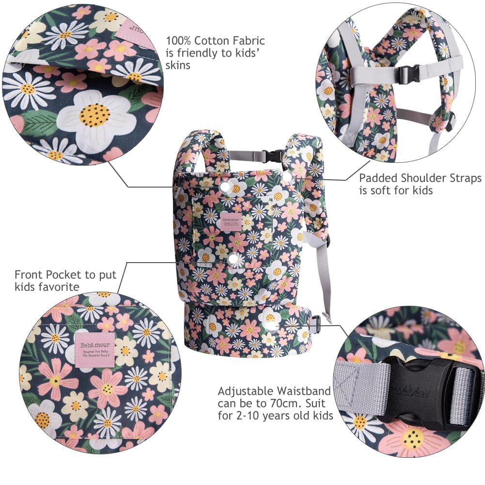 Bebamour Puppentrage für Mädchen, 3 in 1 weiches Tragetuch für Kinder, 100% Baumwolle Puppenzubehör(