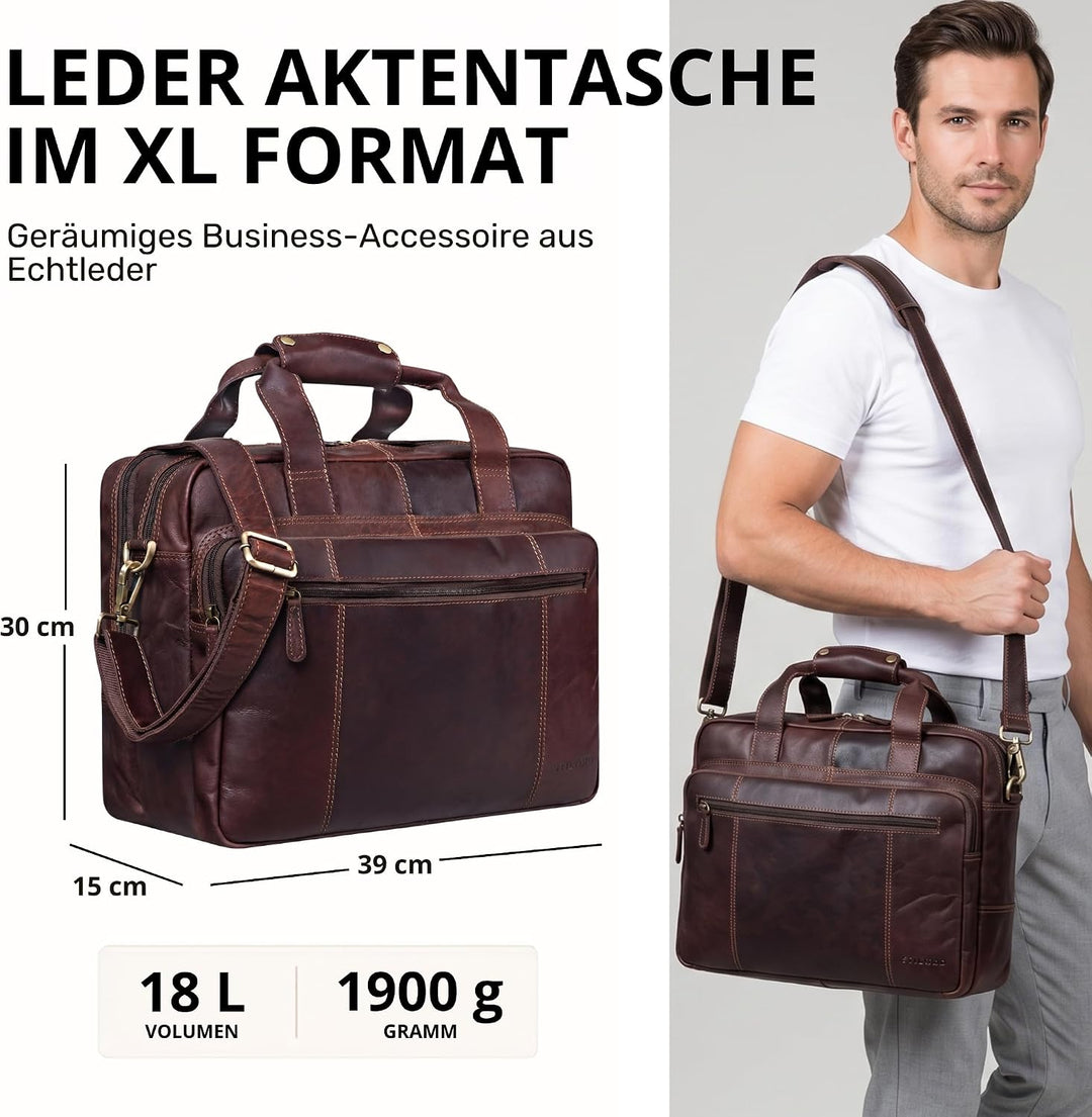 STILORD 'Experience' Vintage Lehrertasche Leder gross für Herren Damen XL Aktentasche Business Schul