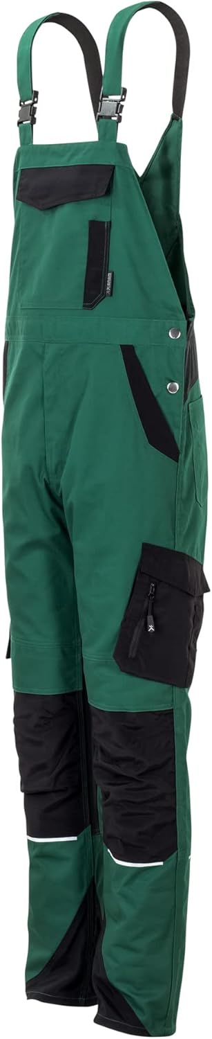 Planam Herren Norit Latzhose Work Utility Pants 24 grün/schwarz, 24 gr&#xFC;n/schwarz