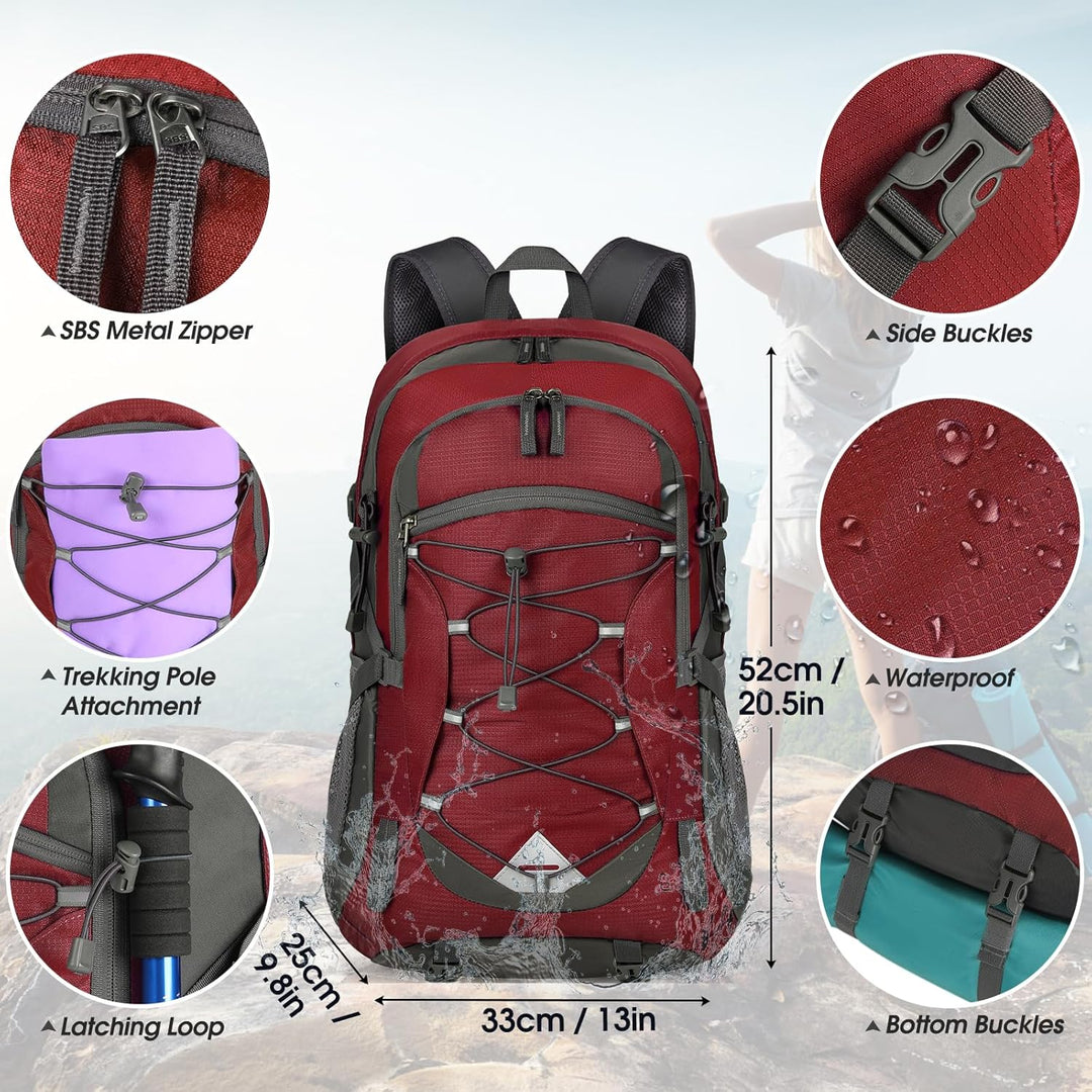 IGOLUMON Wanderrucksack Herren Damen 40L Wasserdichter Rucksack Leicht Faltbarer Reiserucksack Trekk