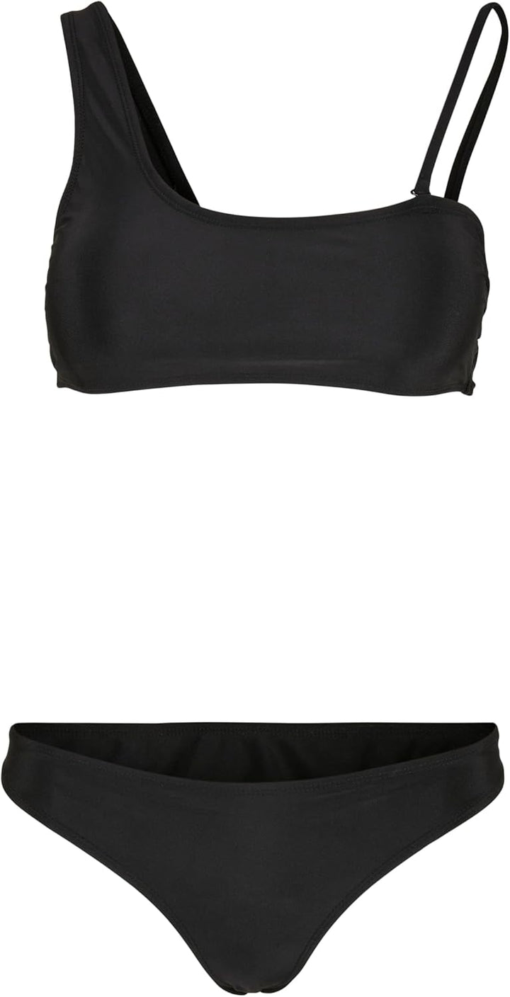 Urban Classics Damen Ladies Recycled Asymmetric Tank Top Bikini XS Schwarz, XS Schwarz