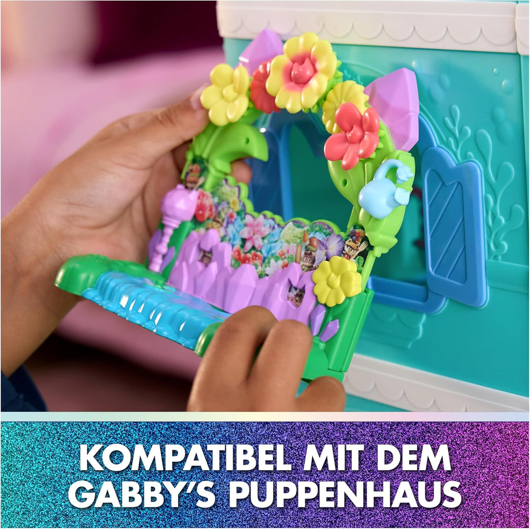 DREAMWORKS GABBY'S DOLLHOUSE: DER FILM - Queen Kitty Fees Kristall Garten Balkon, mit Spielfigur & Z