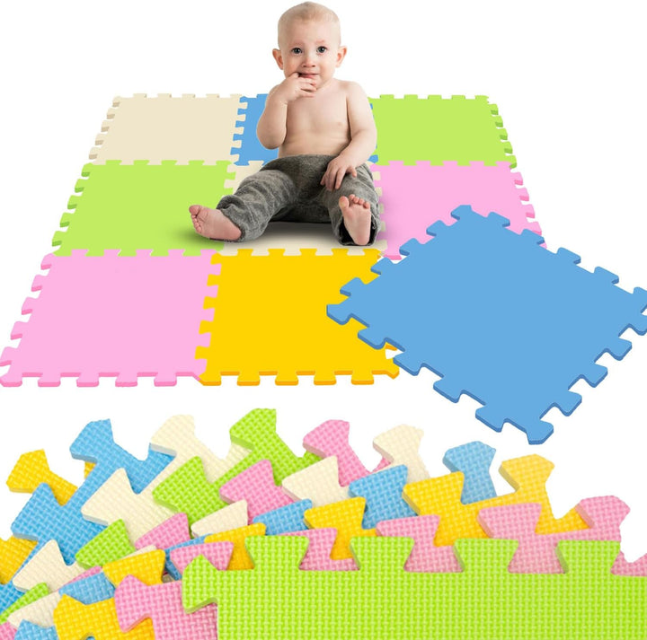 LittleTom 9 Teile Spielmatte Baby ab Null - 30x30 Schaumstoff Puzzlematte Kinder Isomatte Baby Spiel