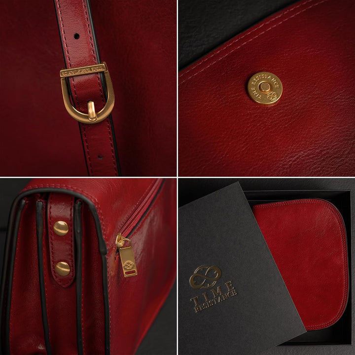 Time Resistance Leder Umhängetasche Damen - Messenger Bags - Arbeitstasche Damen - Schultertasche -