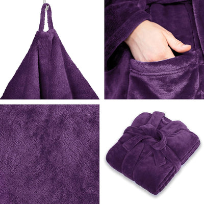Gräfenstayn® Damen & Herren Kuschelfleece Bademantel ohne Kapuze mit Öko-Tex Standard 100 in Grösse