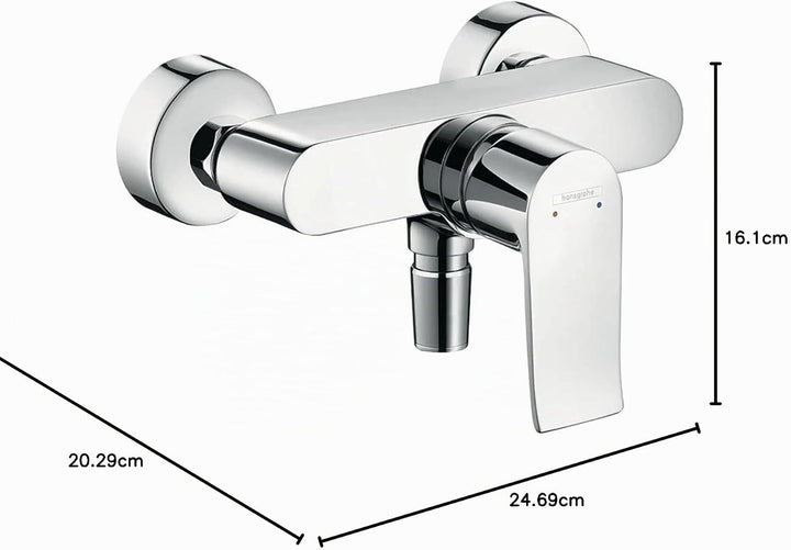 Hansgrohe Duscharmatur Metris, 31680, Aufputz Einhebel-Brausemischer mit Boltic-Verriegelung, Kerami
